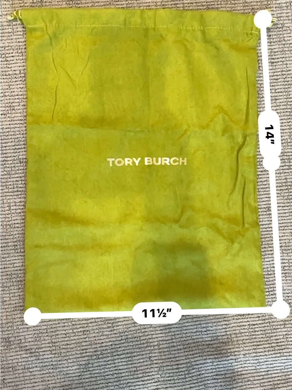 Tory Burch Lime Green Drawstring Dust Bag